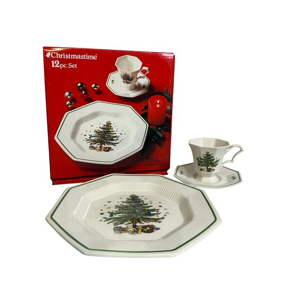 Nikko Japan Christmastime 3-PC Place Setting-Service for 4-12 Pieces-Excellent - Picture 1 of 8